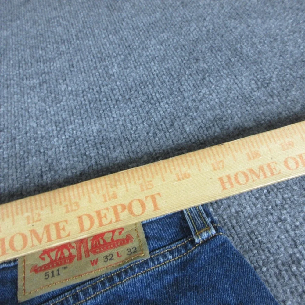 Levis 511 Jeans Mens 32x32 Blue Slim Tapered Medium Wash Stretch Denim Casual